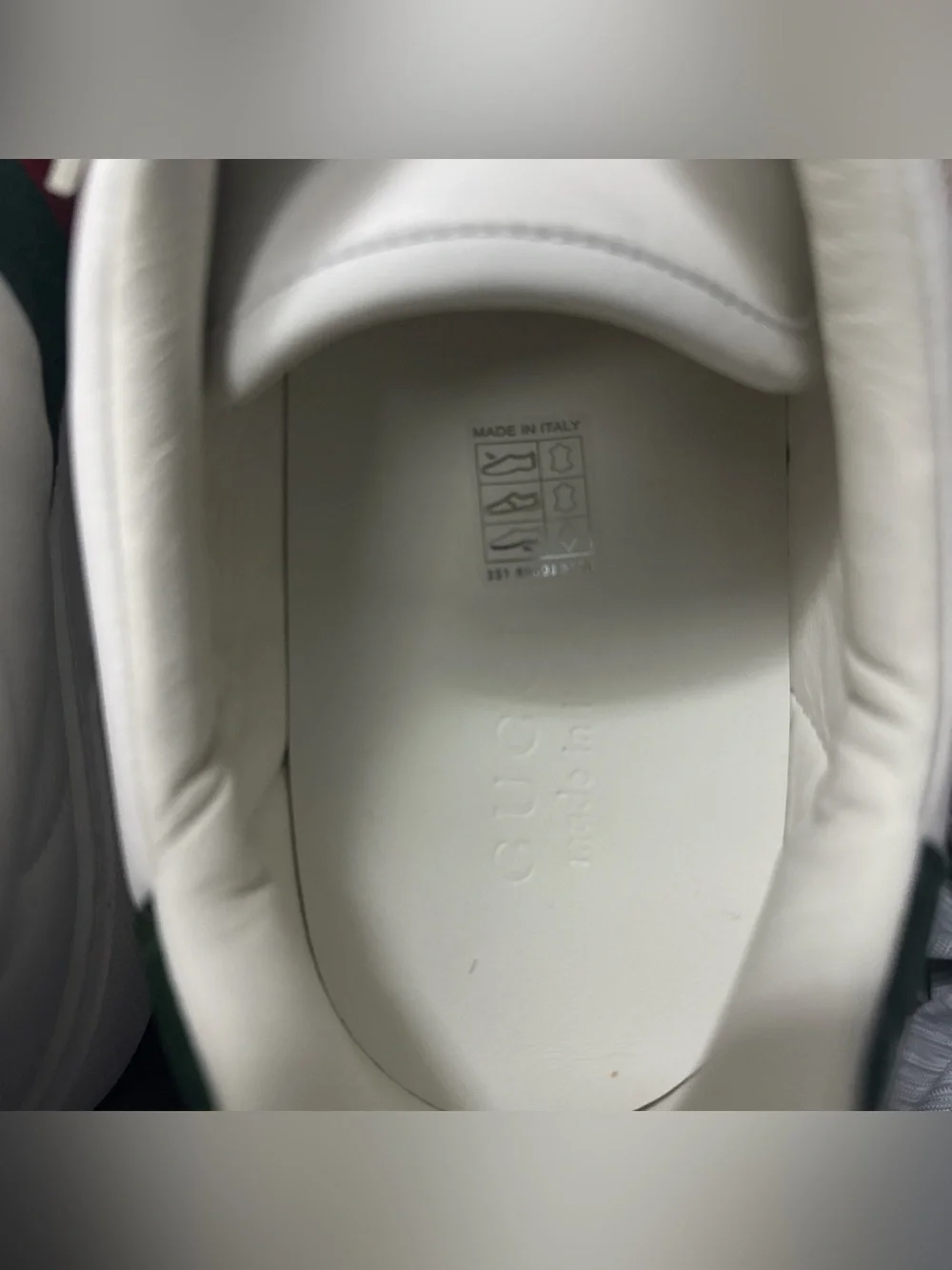 Gucci White Leather Sneakers with Green and Red Web Stripe